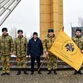 Военнослужащие армии ЗВО на торжественном открытии мемориальных плит погибшим в годы Великой Отечественной войны воинам