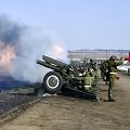 Тренировка салютного дивизиона ЮВО к праздничному салюту в честь Дня Защитника Отечества