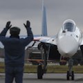 Поступление новейших многоцелевых истребителей Су-35С на вооружение авиационной группы высшего пилотажа ВВС России «Русские витязи» (аэр. Кубинка, Московская обл.)